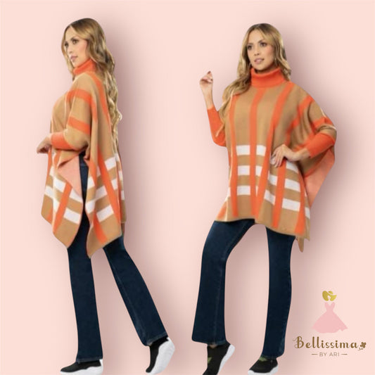 Cozy Camel: Wool - Blend Acrylic Poncho - Bellissima by Ari LLC.