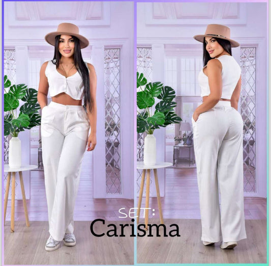 Pure White: Crop Top & Pants Set REF CARISMA - Bellissima by Ari LLC.